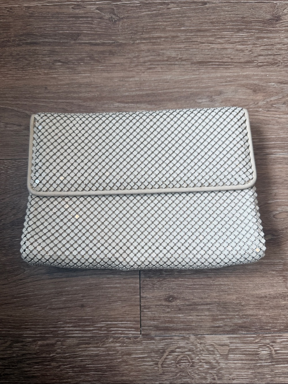 Vintage Whiting & Davis Ivory metal mesh evening purse clutch